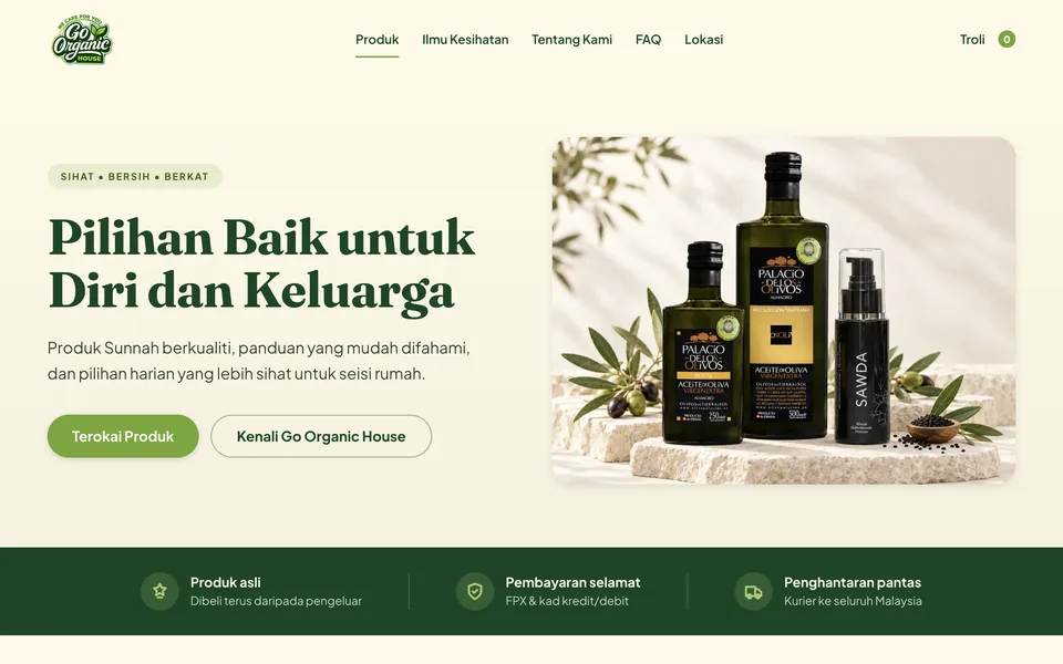 Paparan sebenar Go Organic House